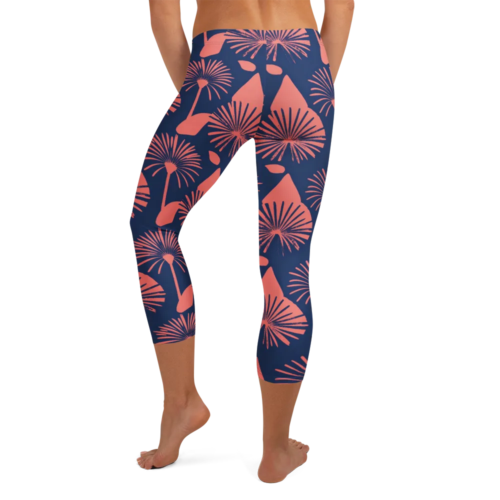 Salmon Starburst on Capri Leggings — Back