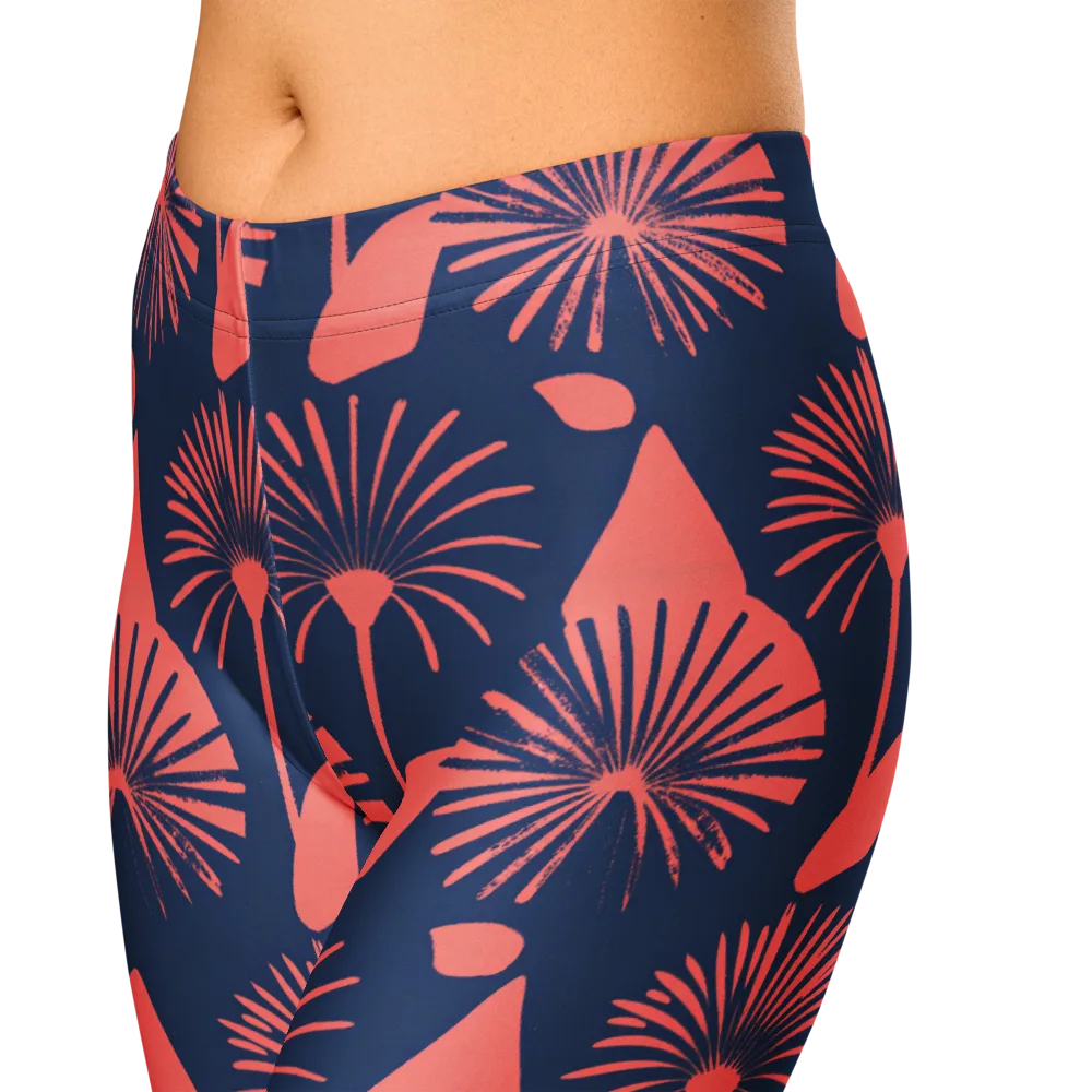 Salmon Starburst on Capri Leggings — Zoomed-in