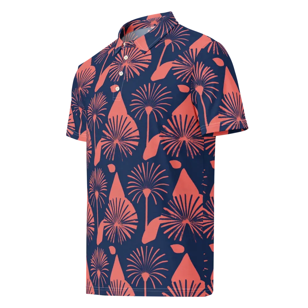 Salmon Starburst on Men's Slim Fit Polo Shirt — Left Front