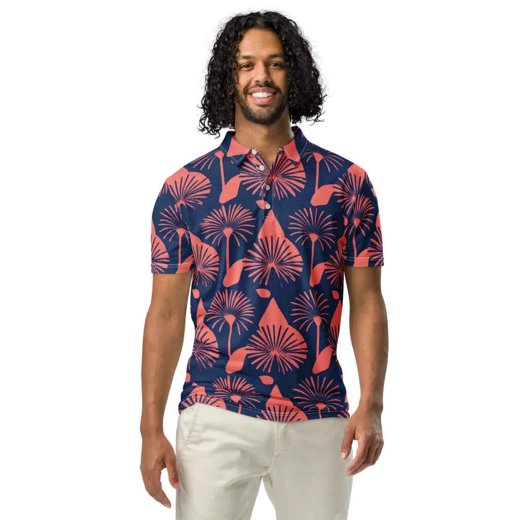 Salmon Starburst on Men's Slim Fit Polo Shirt — Front