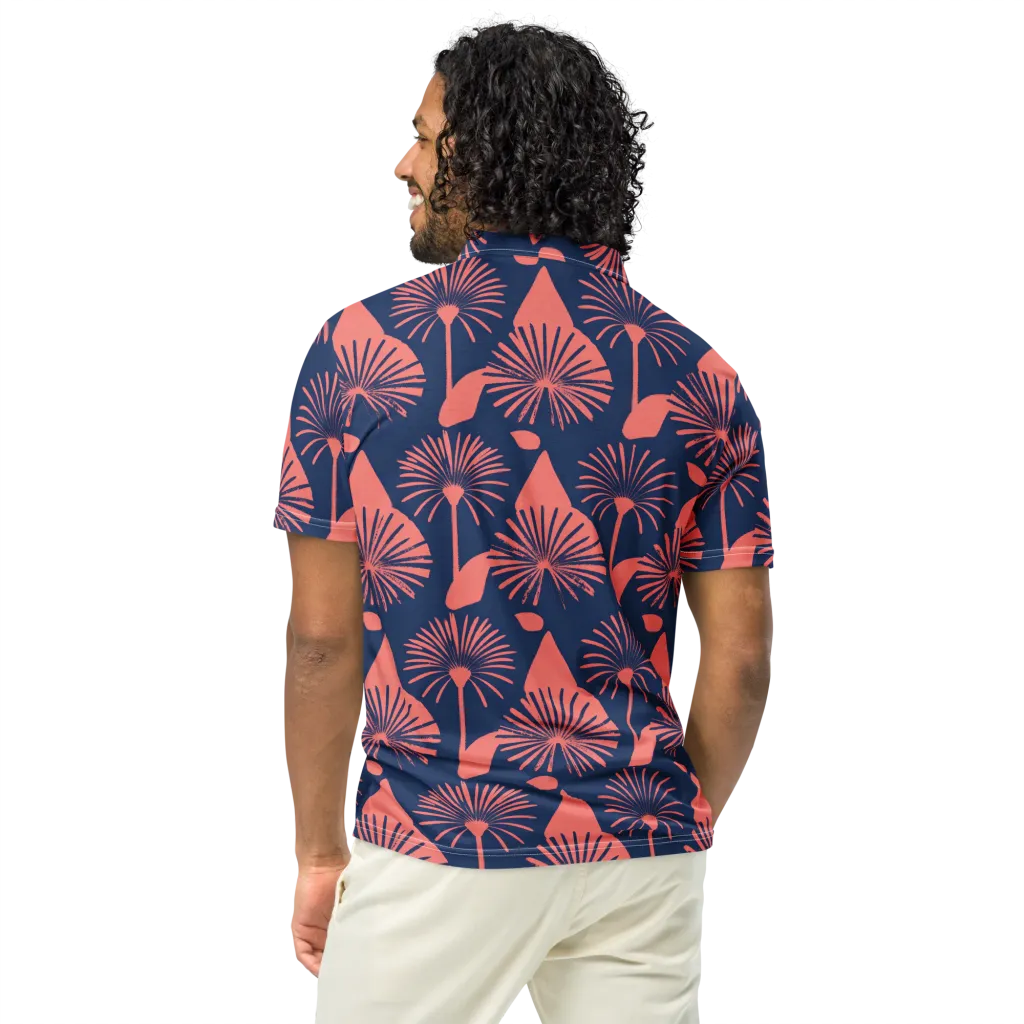 Salmon Starburst on Men's Slim Fit Polo Shirt — Back