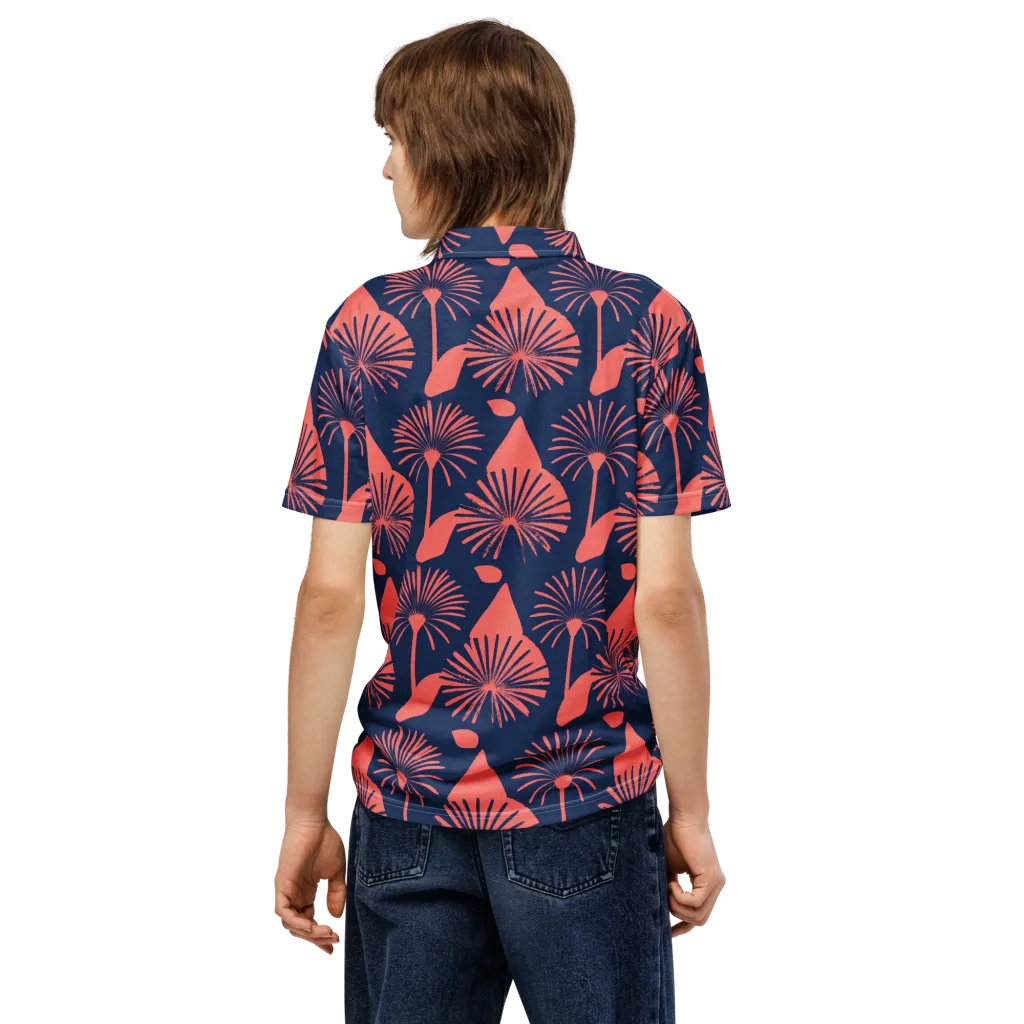 Salmon Starburst on Men's Slim Fit Polo Shirt — Back