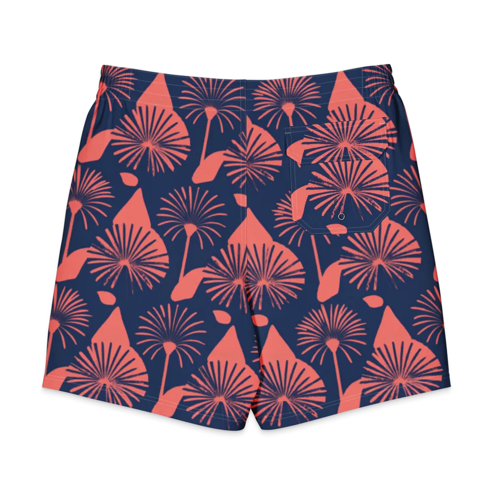 Salmon Starburst on Men's Board Shorts — Back
