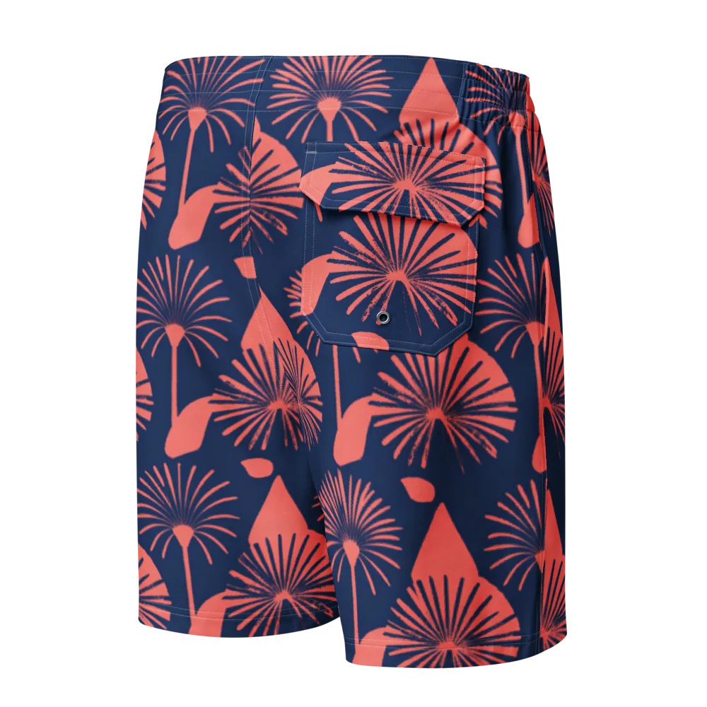 Salmon Starburst on Men's Board Shorts — Back