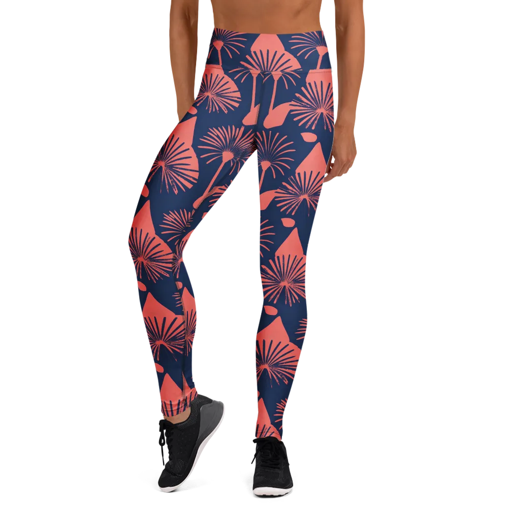 Salmon Starburst on Yoga Leggings — Front