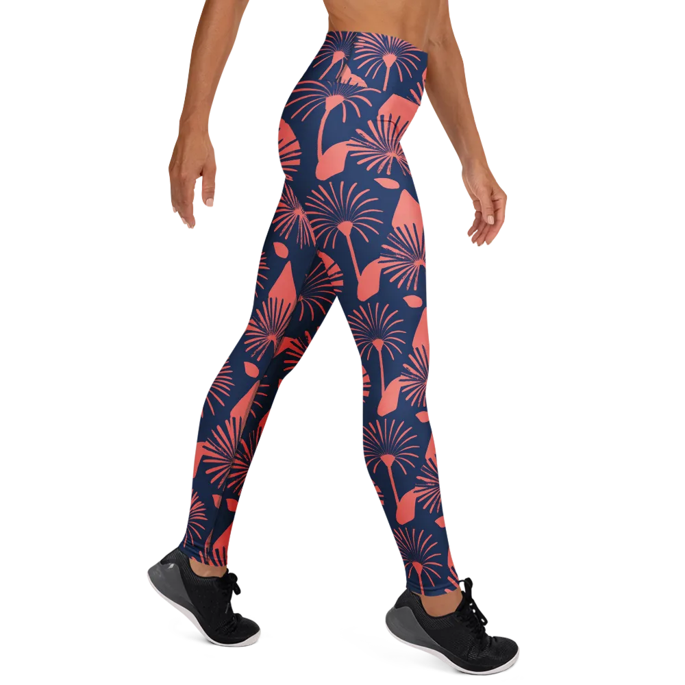 Salmon Starburst on Yoga Leggings — Right