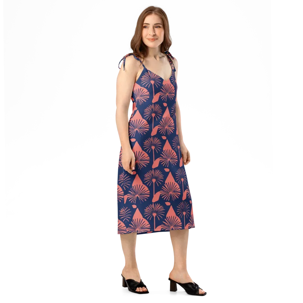 Salmon Starburst on Slip Dress — Right Front