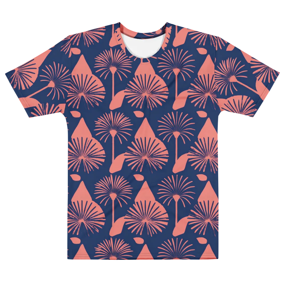 Salmon Starburst on Men's Cotton Crew Neck T-Shirt — Front