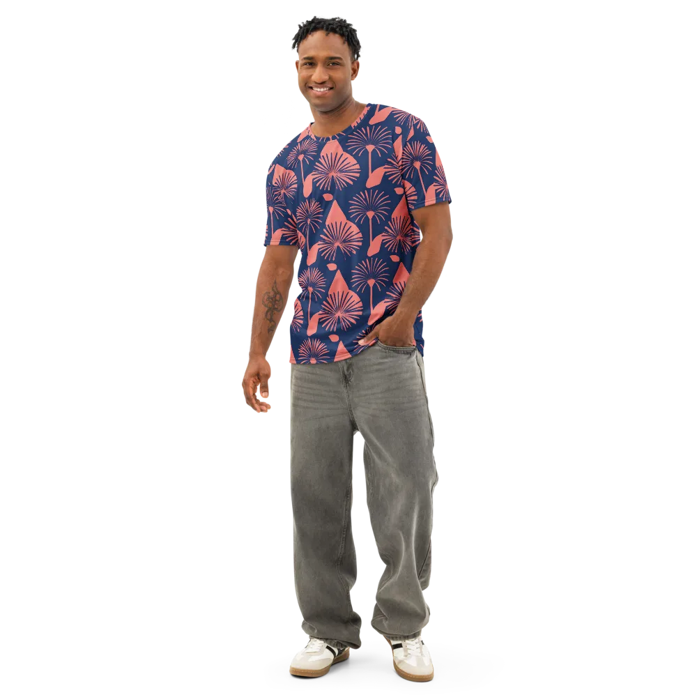 Salmon Starburst on Men's Cotton Crew Neck T-Shirt — Front