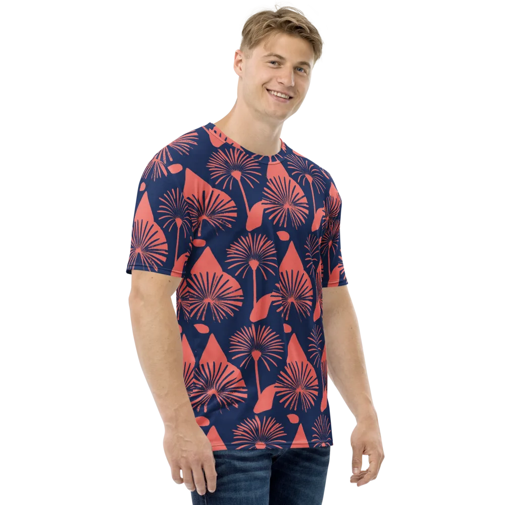 Salmon Starburst on Men's Crew Neck T-Shirt — Right