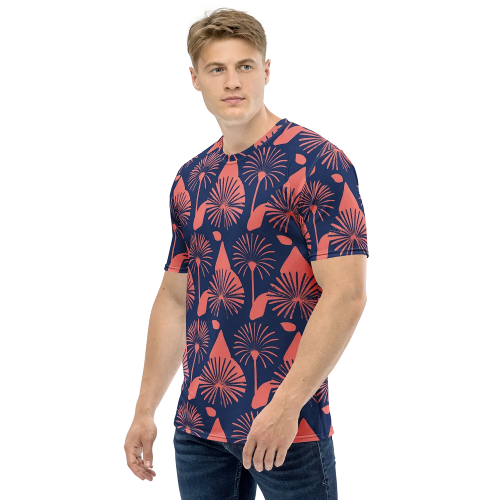 Salmon Starburst on Men's Crew Neck T-Shirt — Left