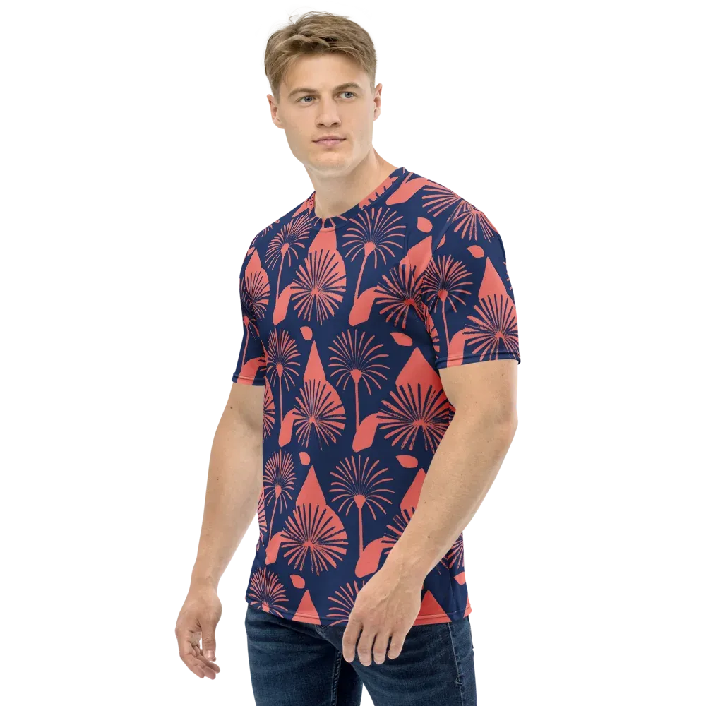 Salmon Starburst on Men's Crew Neck T-Shirt — Left
