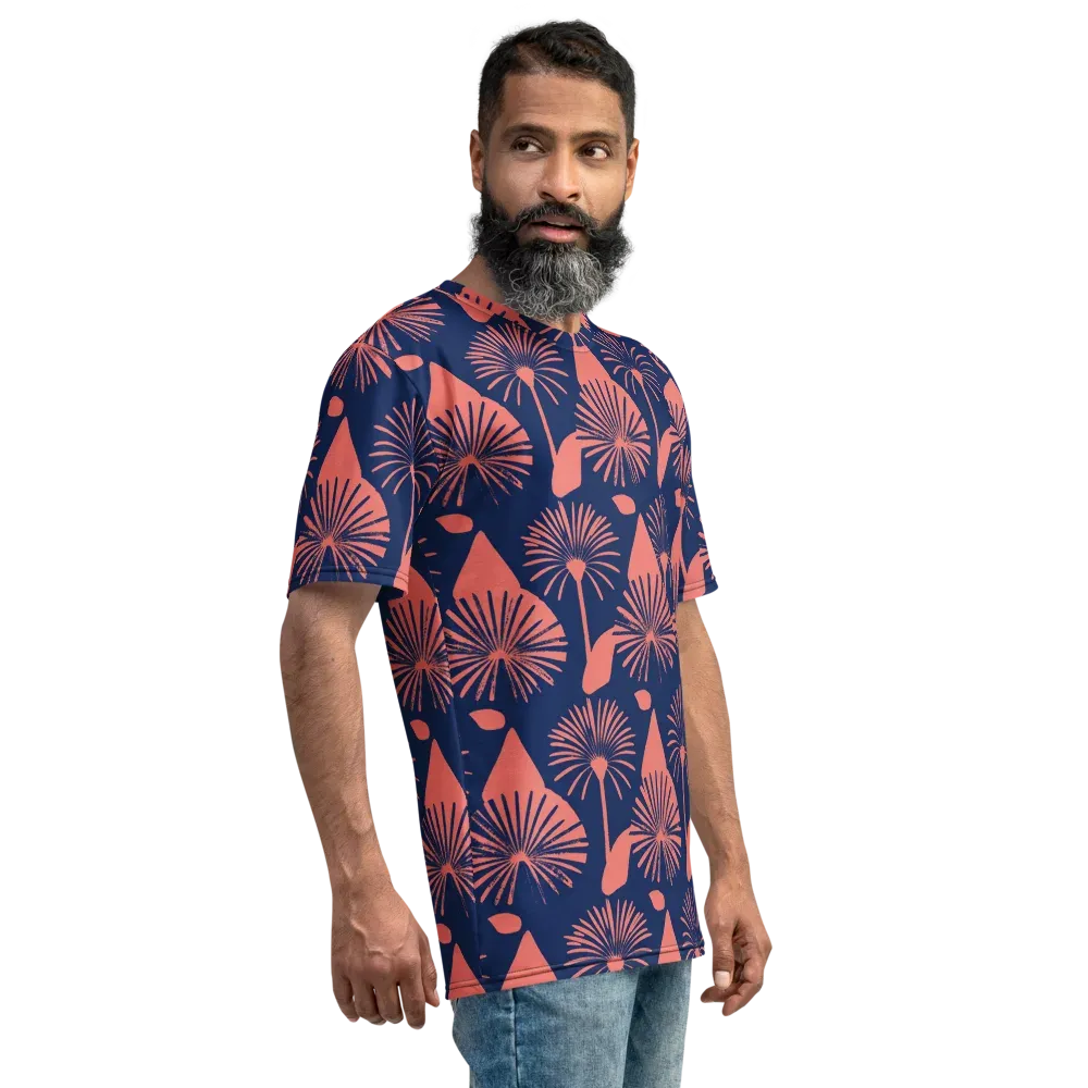 Salmon Starburst on Men's Crew Neck T-Shirt — Right