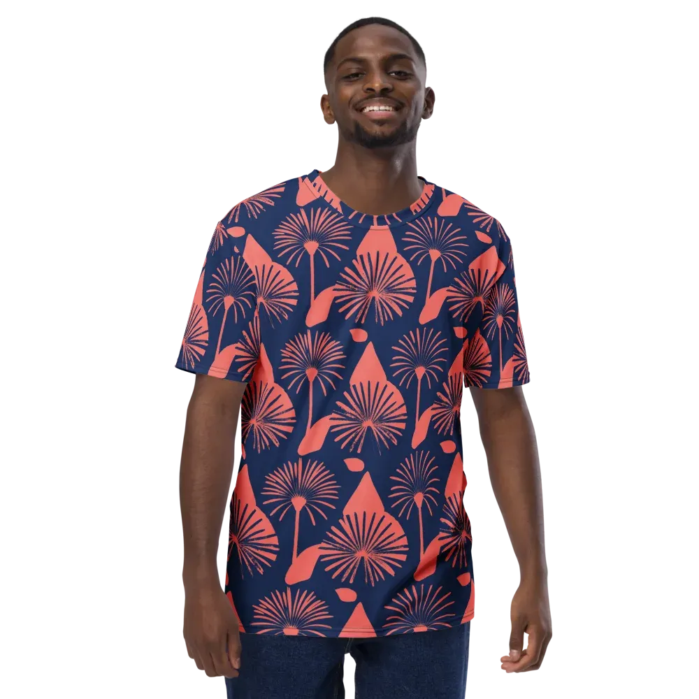 Salmon Starburst on Men's Crew Neck T-Shirt — Front