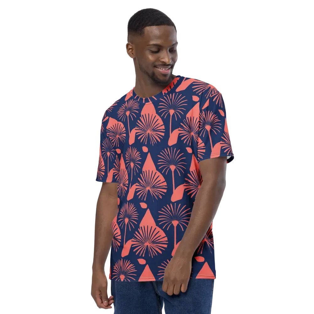 Salmon Starburst on Men's Crew Neck T-Shirt — Left