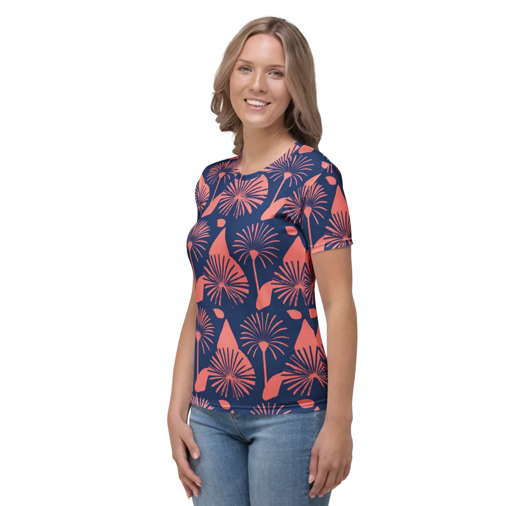 Salmon Starburst on Women's Crew Neck T-Shirt — Left