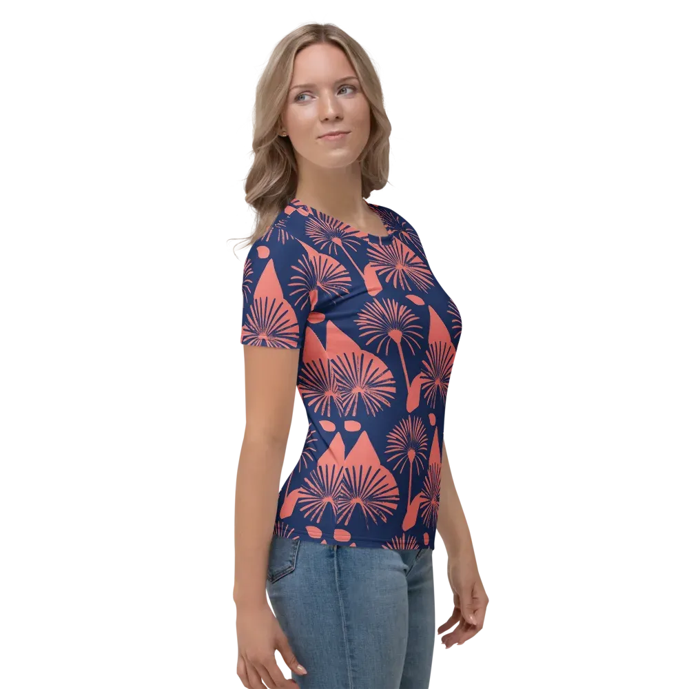 Salmon Starburst on Women's Crew Neck T-Shirt — Right