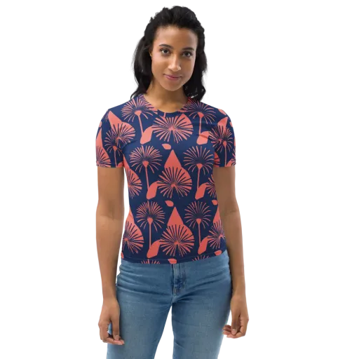 Salmon Starburst on a Women's Crew Neck T-Shirt
