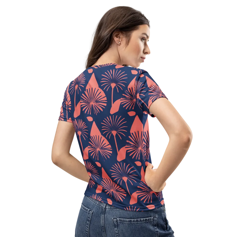 Salmon Starburst on Women's Crew Neck T-Shirt — Back