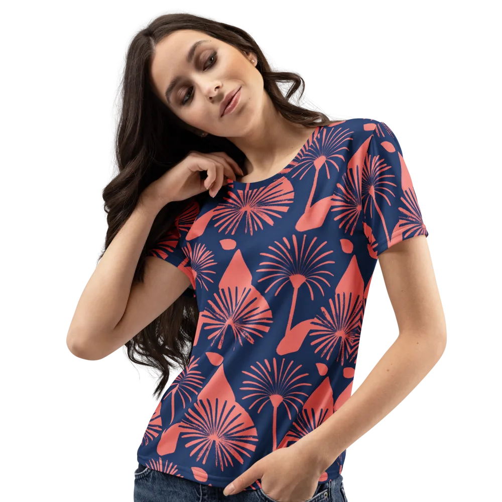 Salmon Starburst on Women's Crew Neck T-Shirt — Left Front