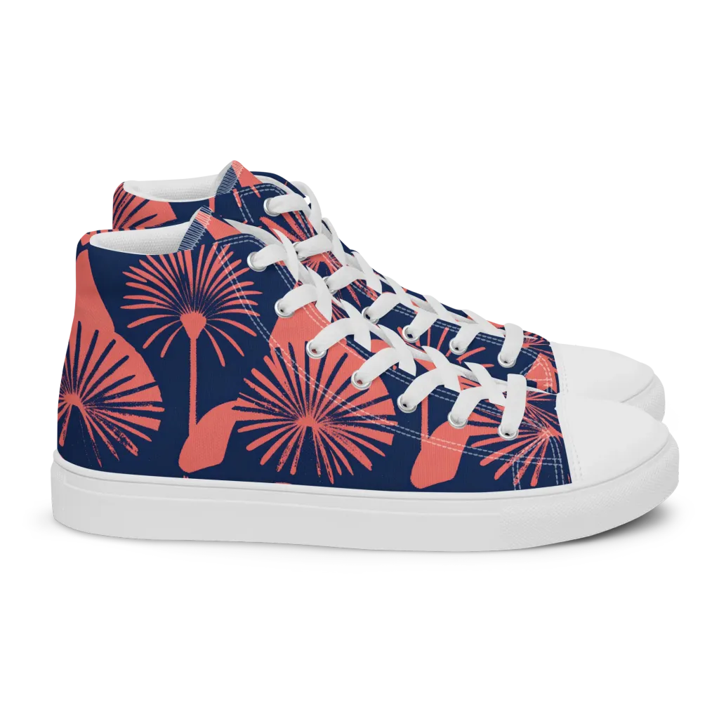 Salmon Starburst on Women's High Top Canvas Shoes — Right
