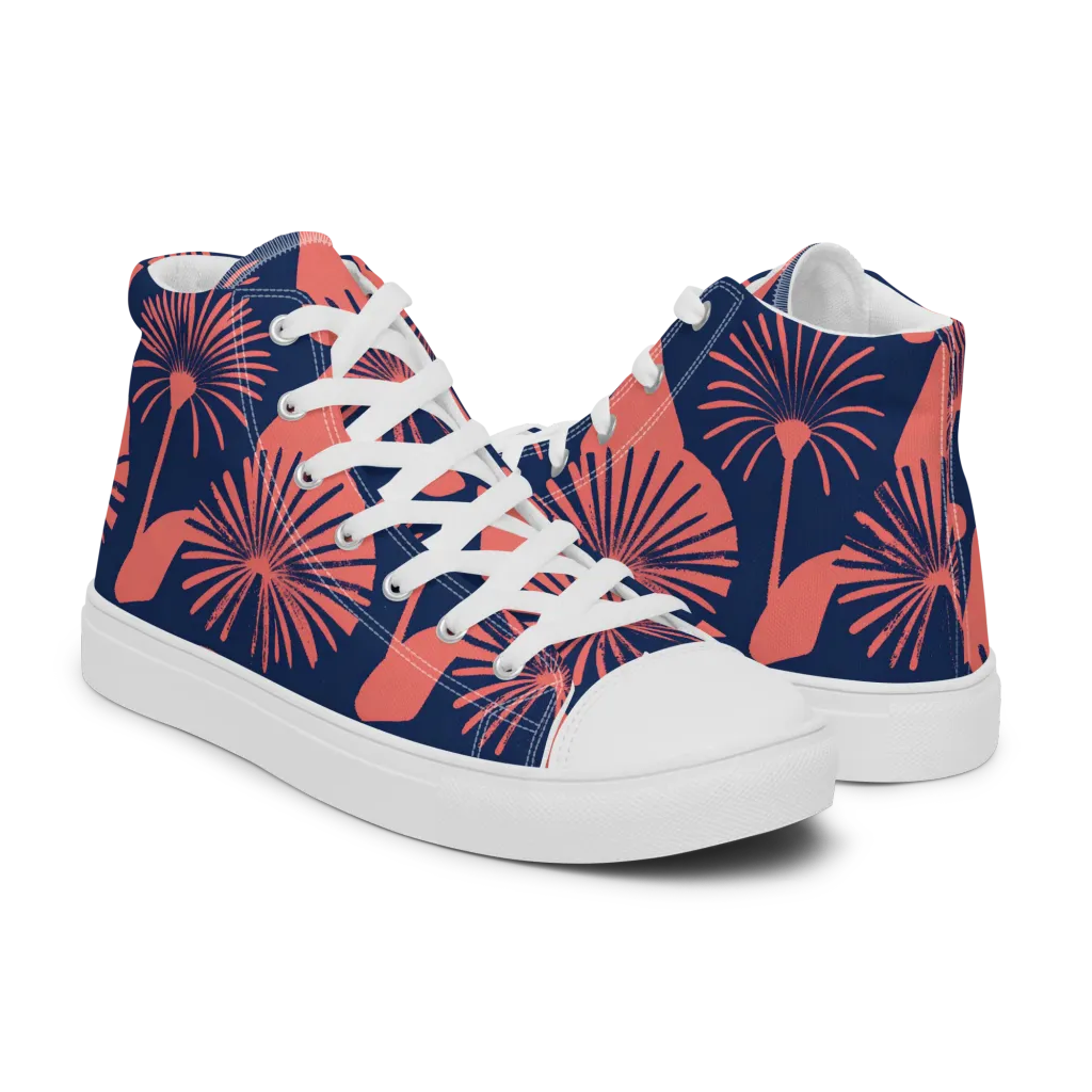 Salmon Starburst on Women's High Top Canvas Shoes — Right