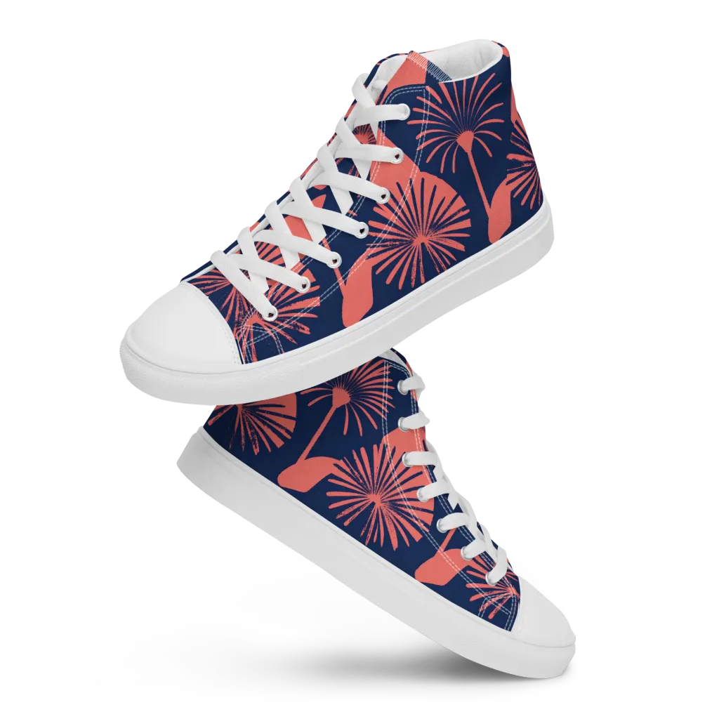 Salmon Starburst on Women's High Top Canvas Shoes — Front