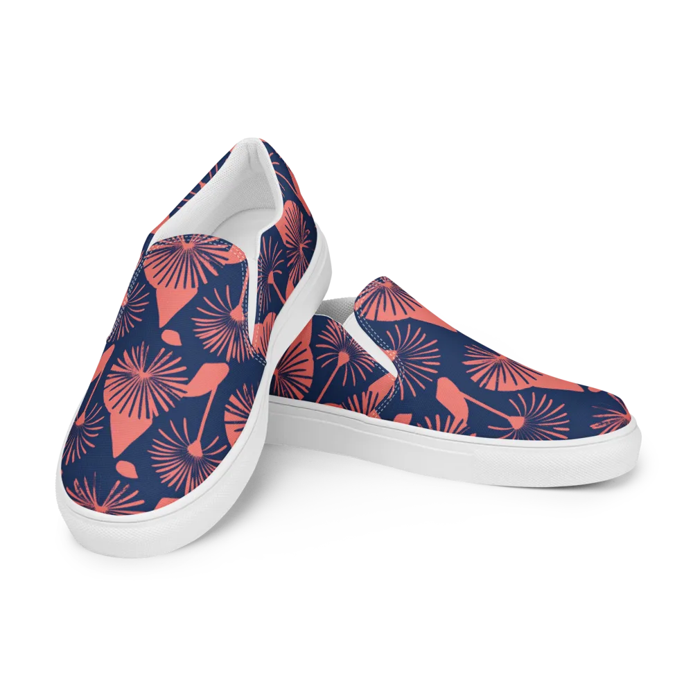 Salmon Starburst on Men's Slip-On Canvas Shoes — Left Front