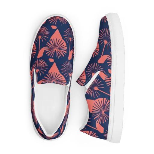 Salmon Starburst on a Men's Slip-On Canvas Shoes