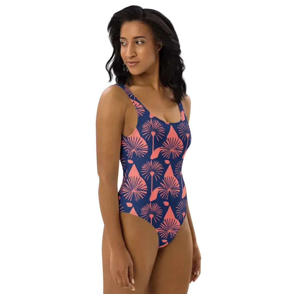 Salmon Starburst on One-Piece Swimsuit — Right