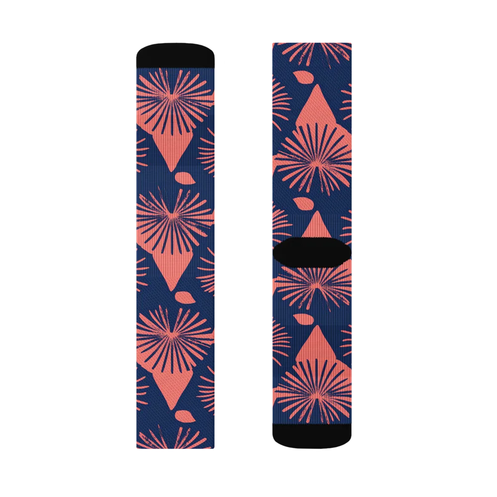 Salmon Starburst on Socks — Left Sock