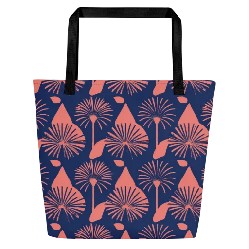 Salmon Starburst on a Large Tote Bag W/ Pocket