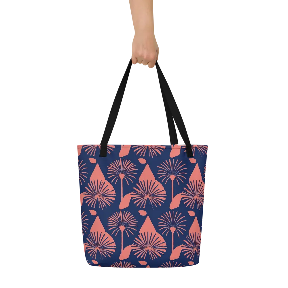 Salmon Starburst on Large Tote Bag W/ Pocket — Front