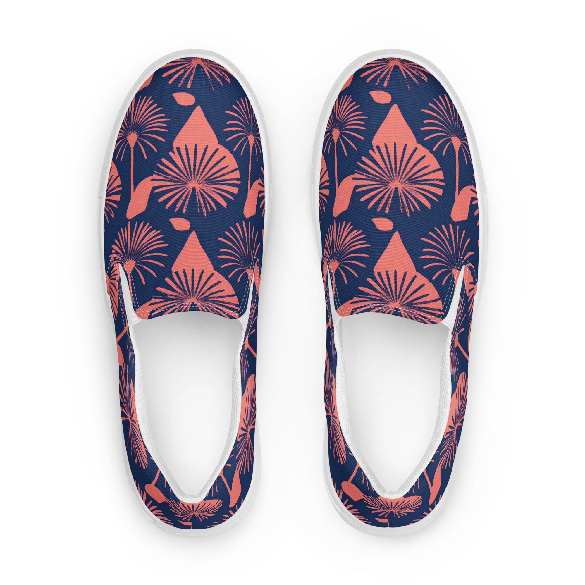 Salmon Starburst on Women's Slip-On Canvas Shoes — Front