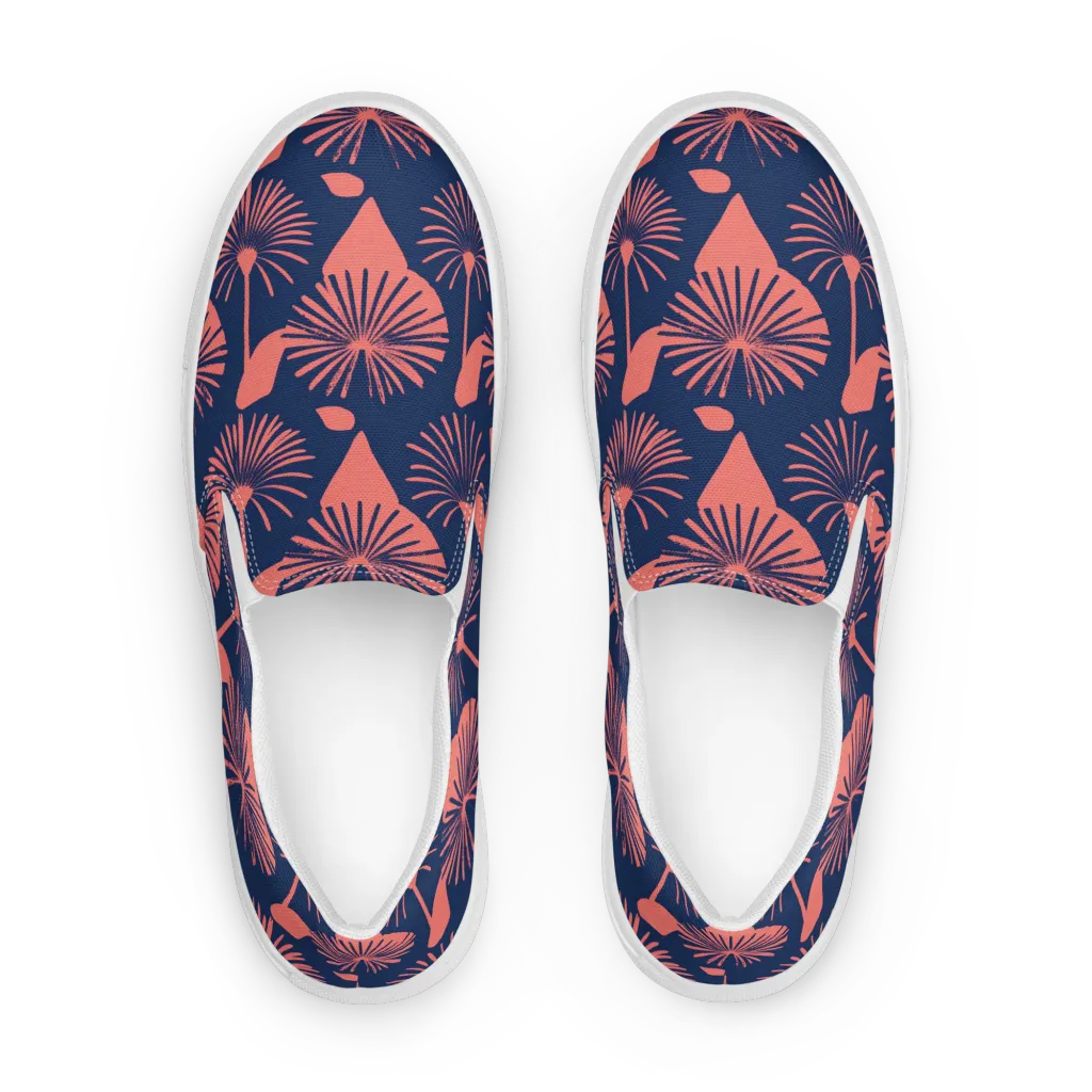Salmon Starburst on Women's Slip-On Canvas Shoes — Front