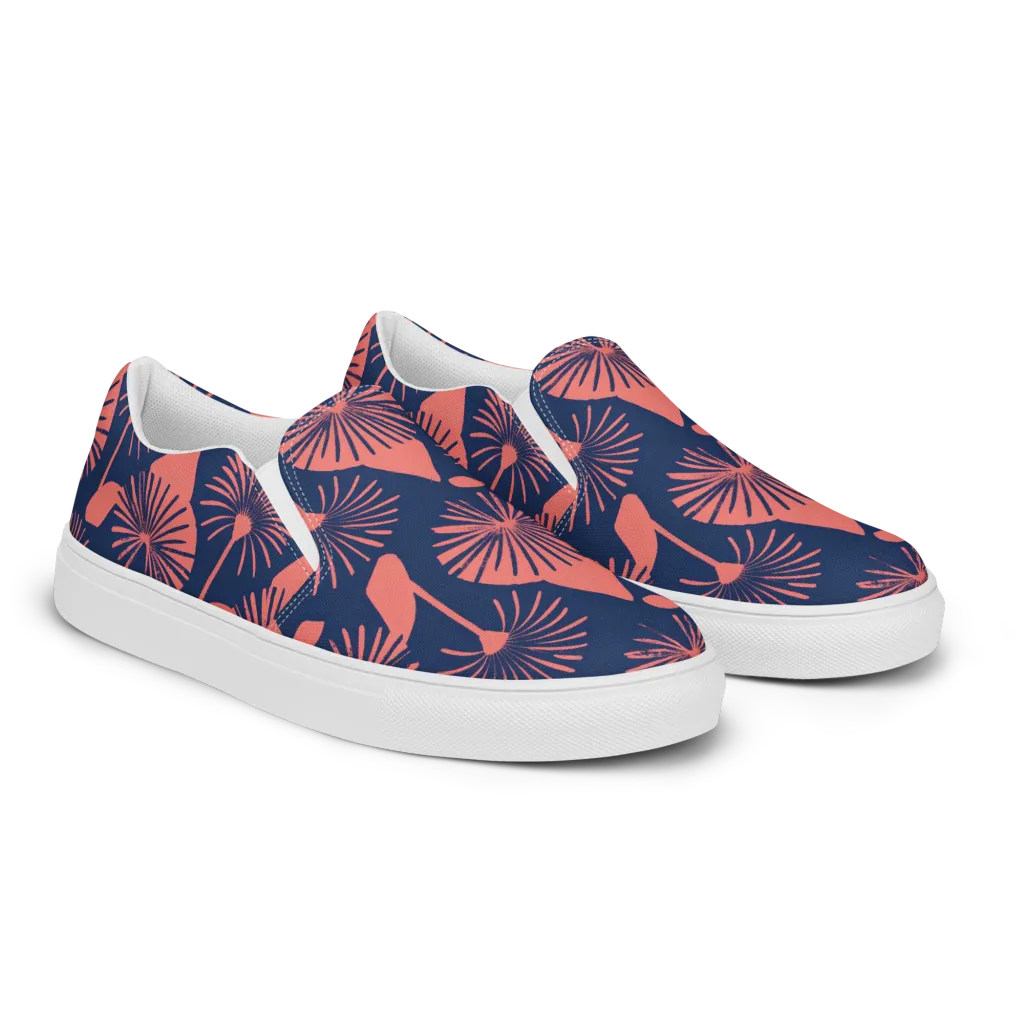 Salmon Starburst on Women's Slip-On Canvas Shoes — Right Front