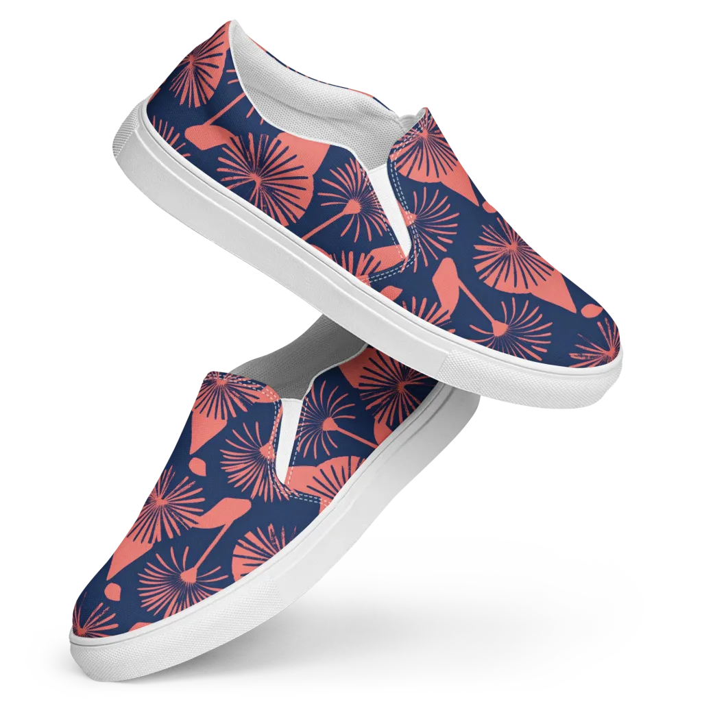 Salmon Starburst on Women's Slip-On Canvas Shoes — Front