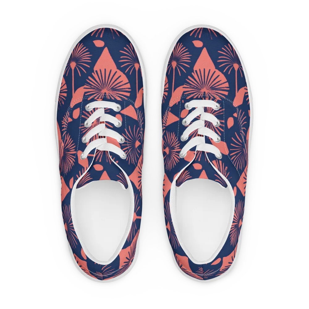 Salmon Starburst on Men's Lace-Up Canvas Shoes — Front