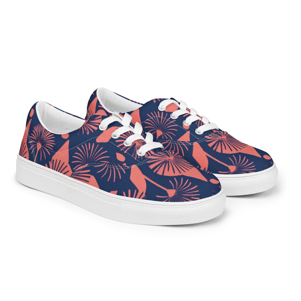 Salmon Starburst on Men's Lace-Up Canvas Shoes — Right Front