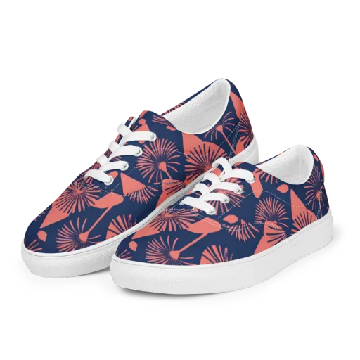 Salmon Starburst on a Men's Lace-Up Canvas Shoes