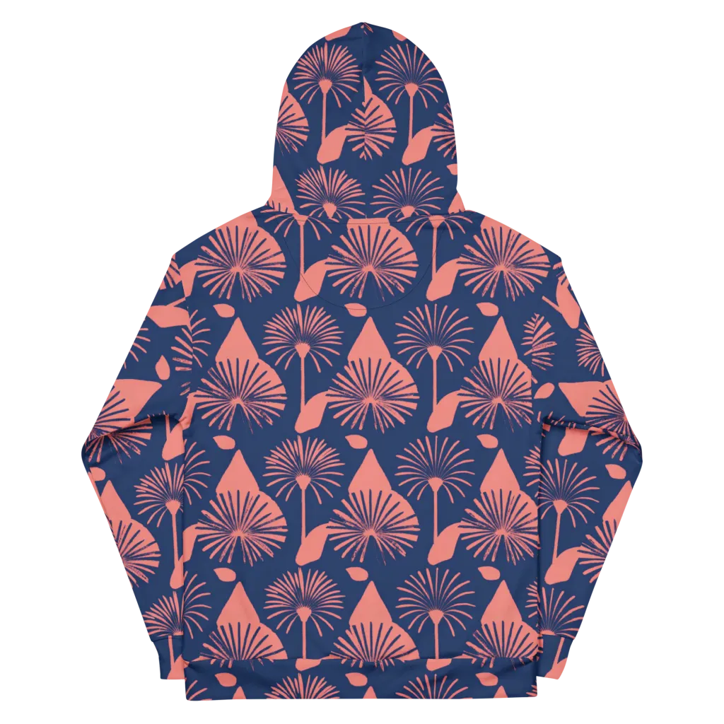 Salmon Starburst on Cotton Hoodie — Back