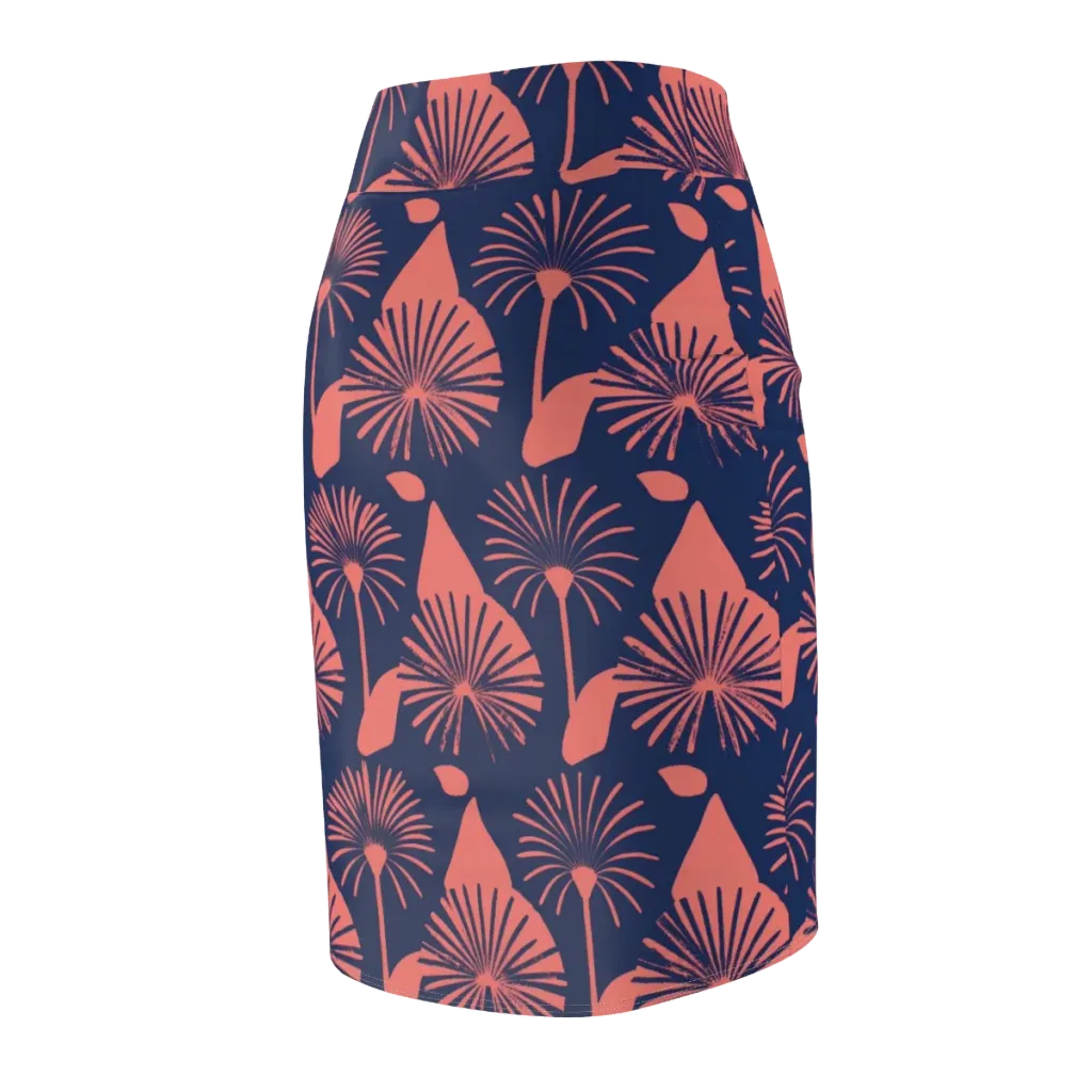 Salmon Starburst on Pencil Skirt — Back Side