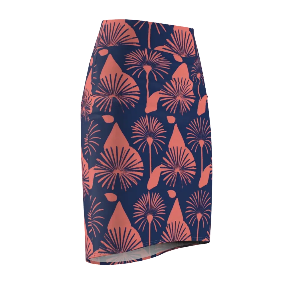 Salmon Starburst on Pencil Skirt — Front Side