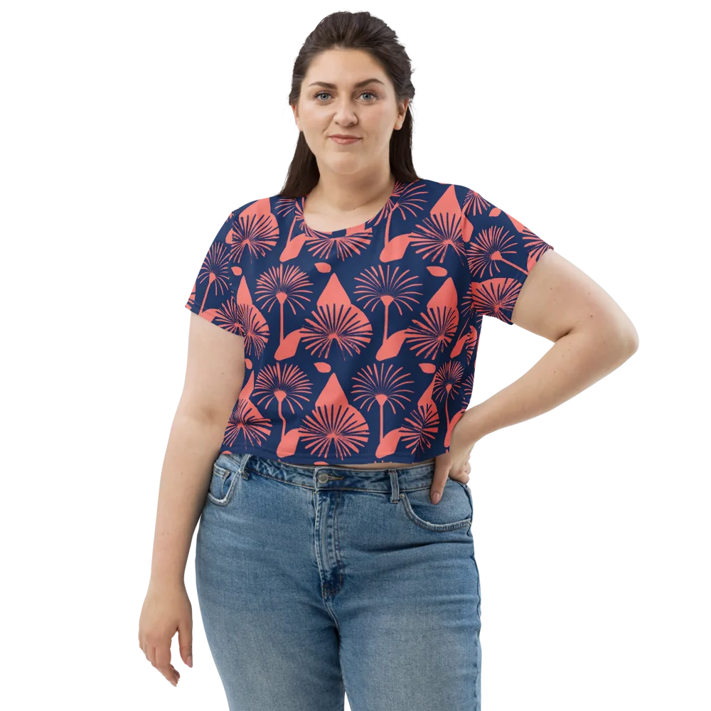 Salmon Starburst on Crop Tee — Front