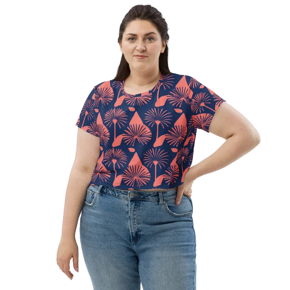 Salmon Starburst on Crop Tee — Front