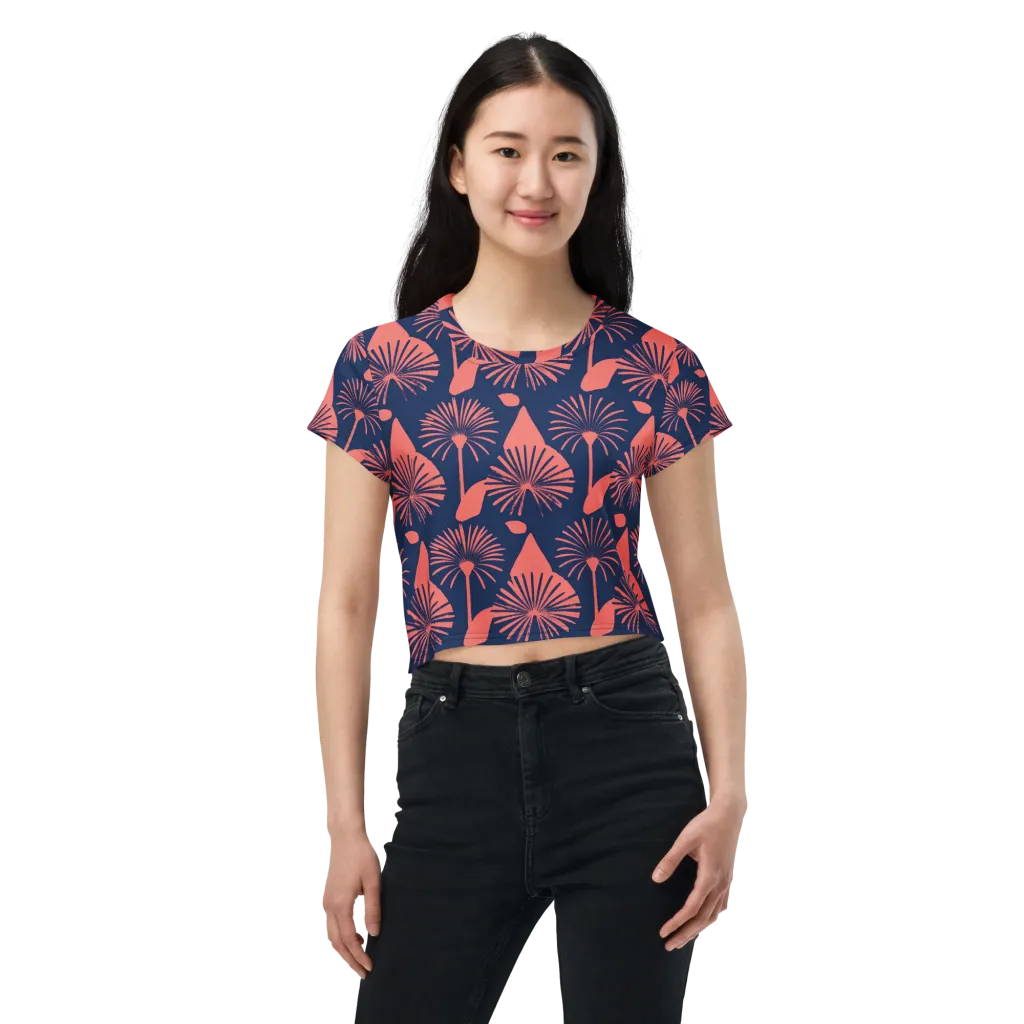 Salmon Starburst on Crop Tee — Front