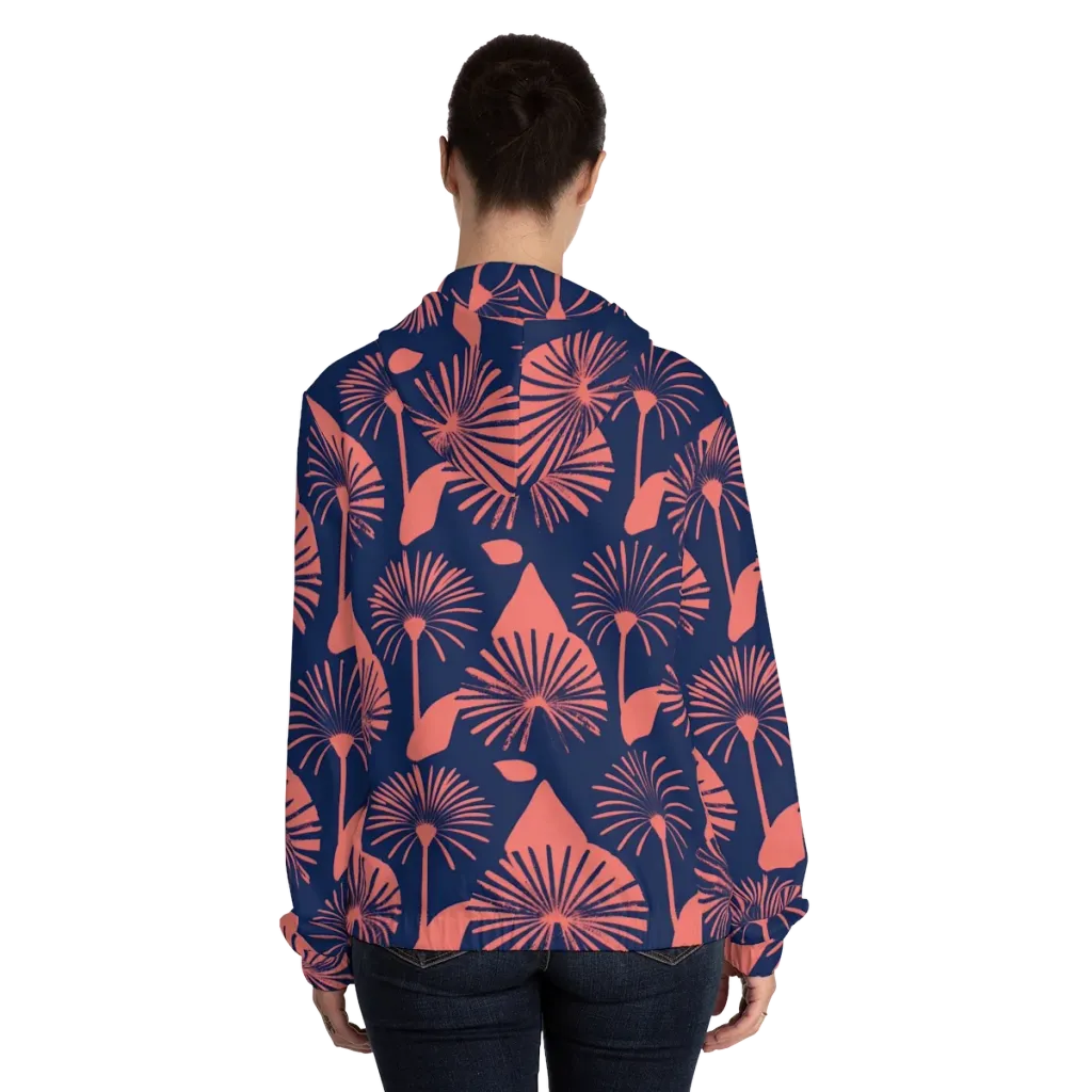 Salmon Starburst on Women's Full-Zip Hoodie — Back On Person