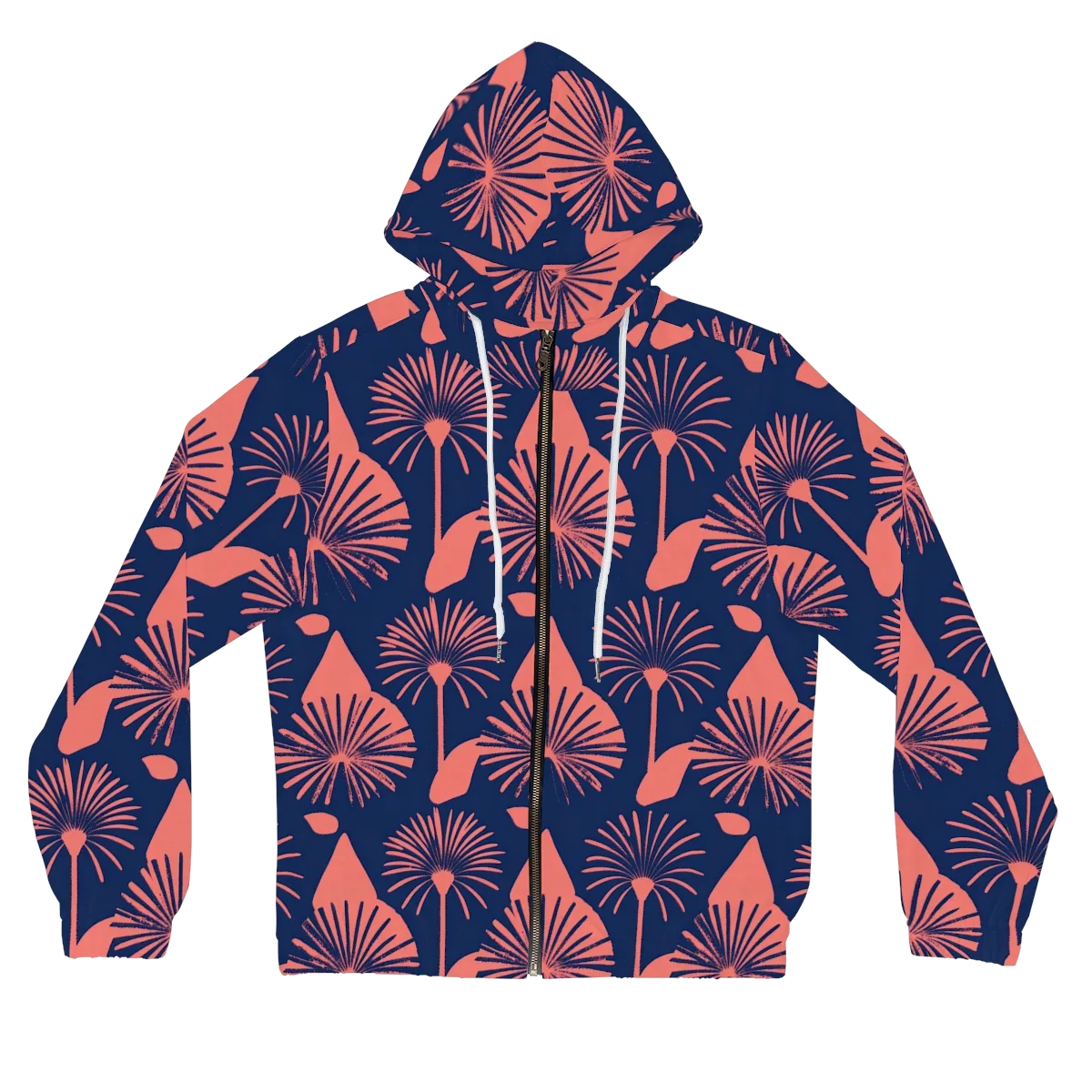 Salmon Starburst on Women's Full-Zip Hoodie — Front