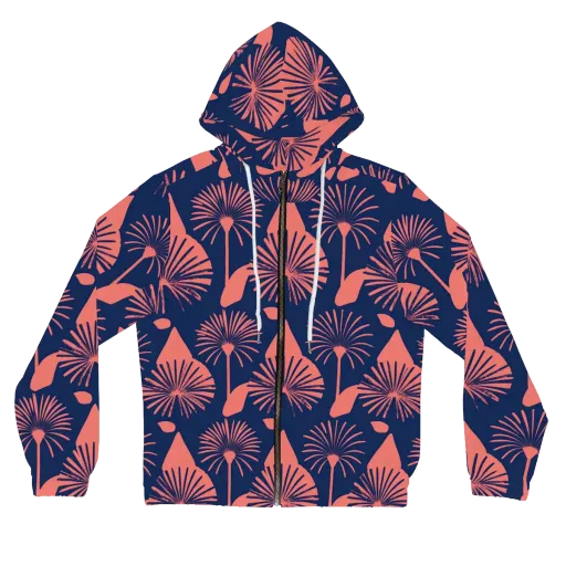 Salmon Starburst on a Women's Full-Zip Hoodie
