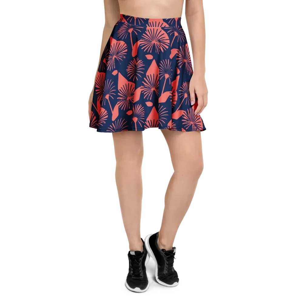 Salmon Starburst on Skater Skirt — Front